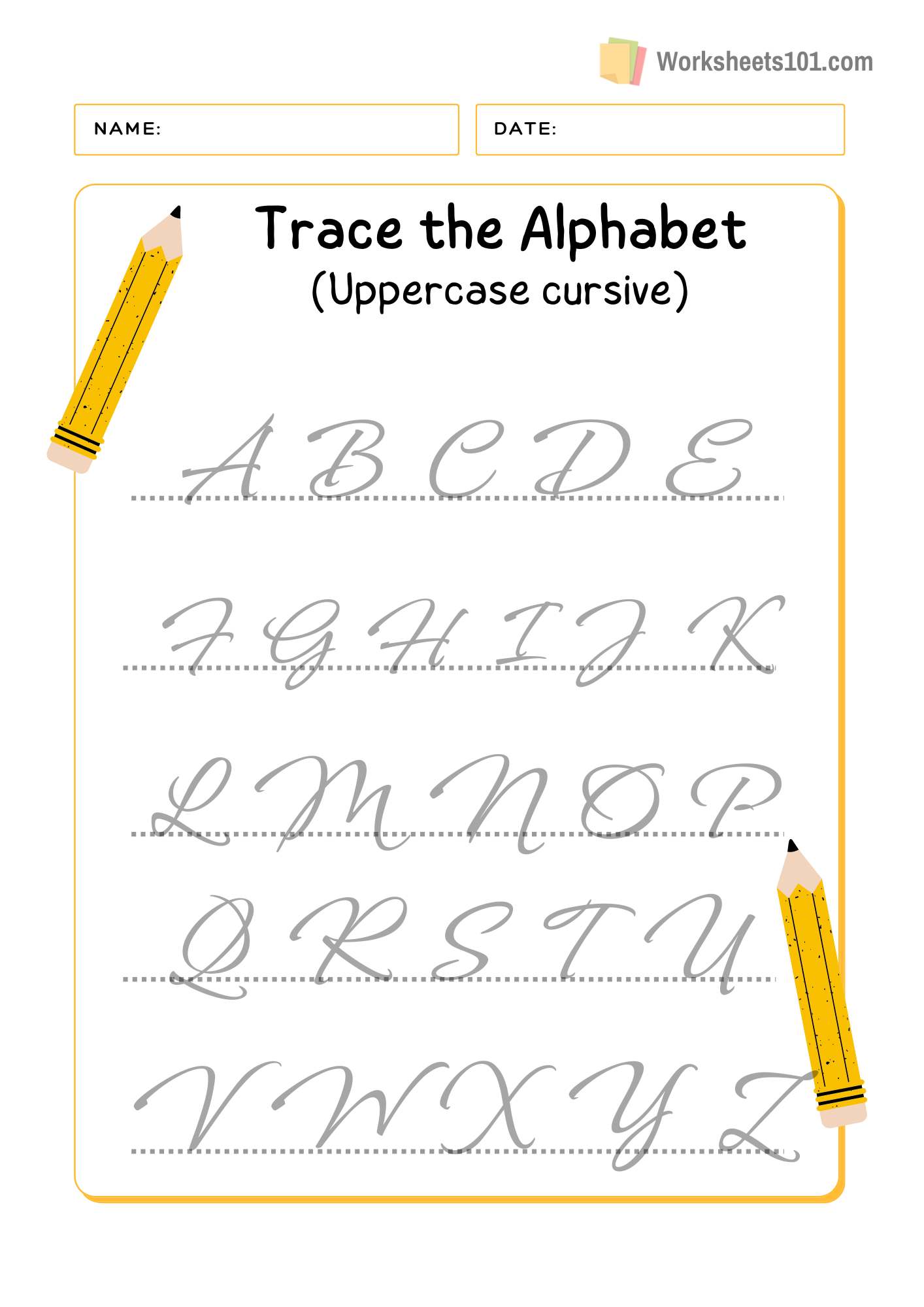 Cursive Letters - Worksheets101